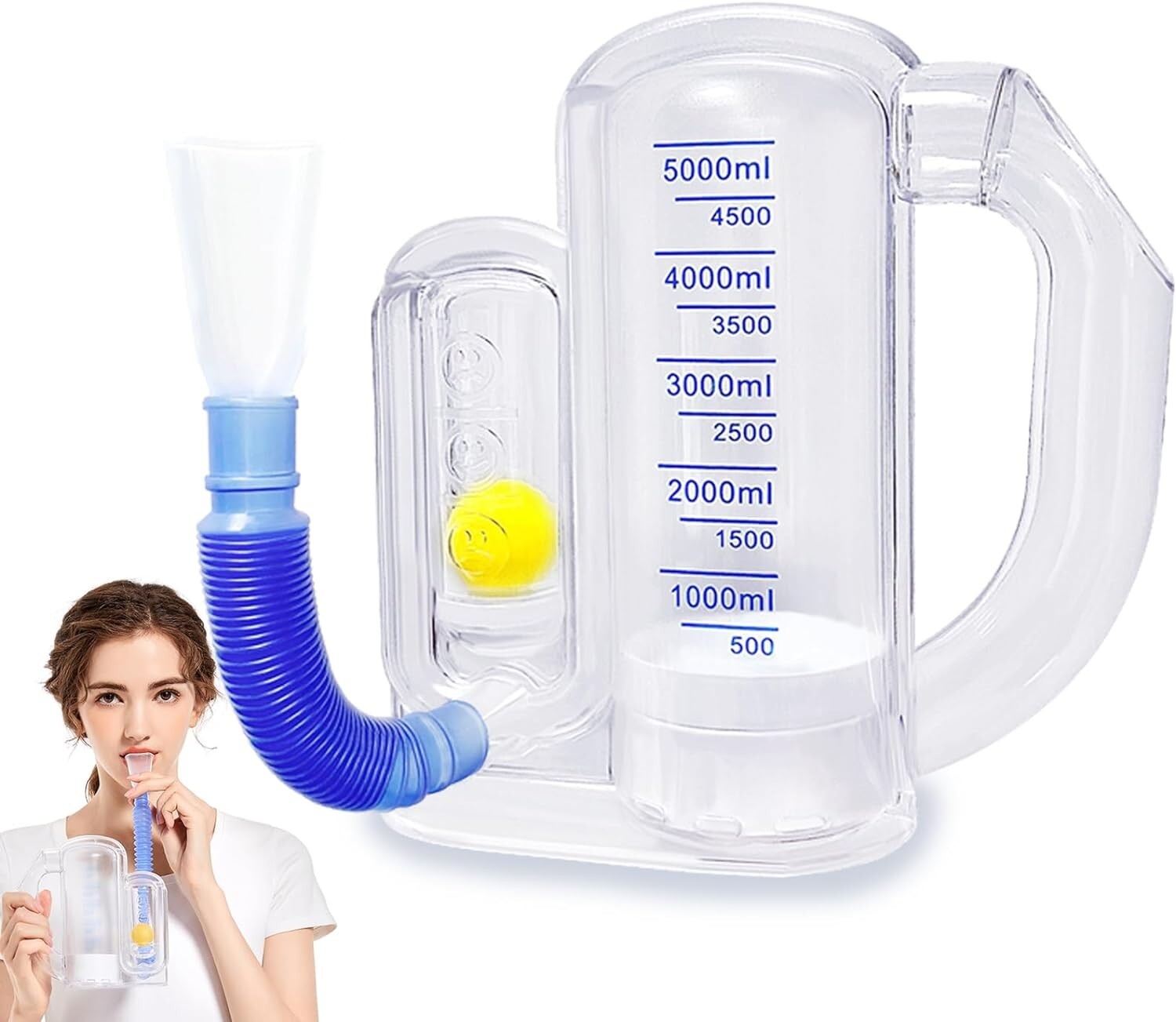Deep Breathing Trainer for Adults Breathing Exercise Device for Lungs – 5000Ml