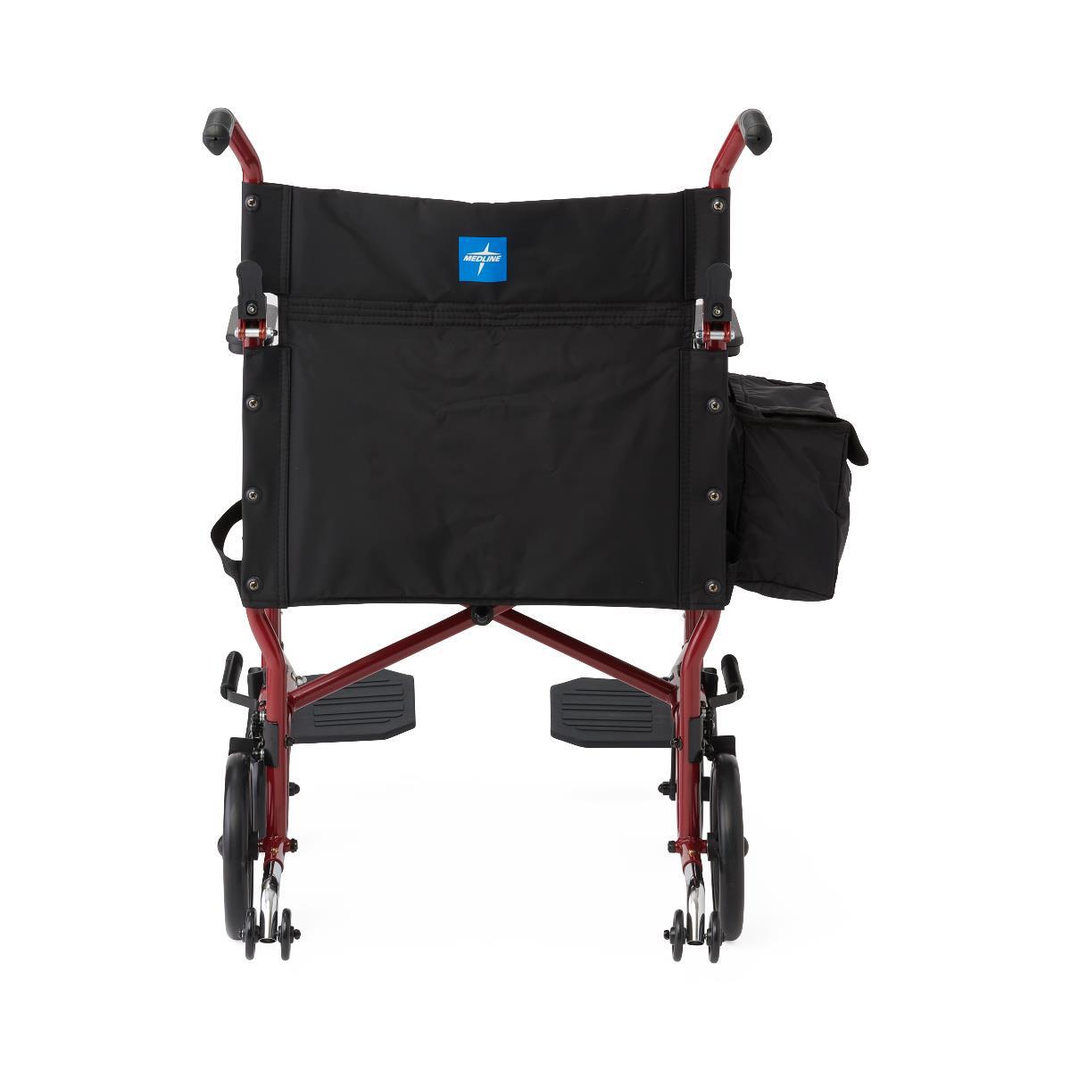 Steel Transport Chair w/ Permanent Desk-Length Arm & SA Footrest, 19″ Wide