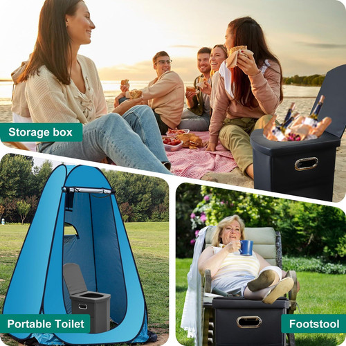 Upgrade XL Portable Toilet for Adults, Extra Large Standard, Black