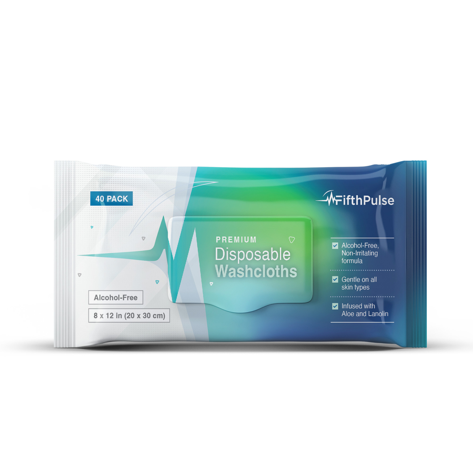 FifthPulse Moist Disposable Washcloths Alcohol Free Infused Aloe Lanolin – 40 Pk