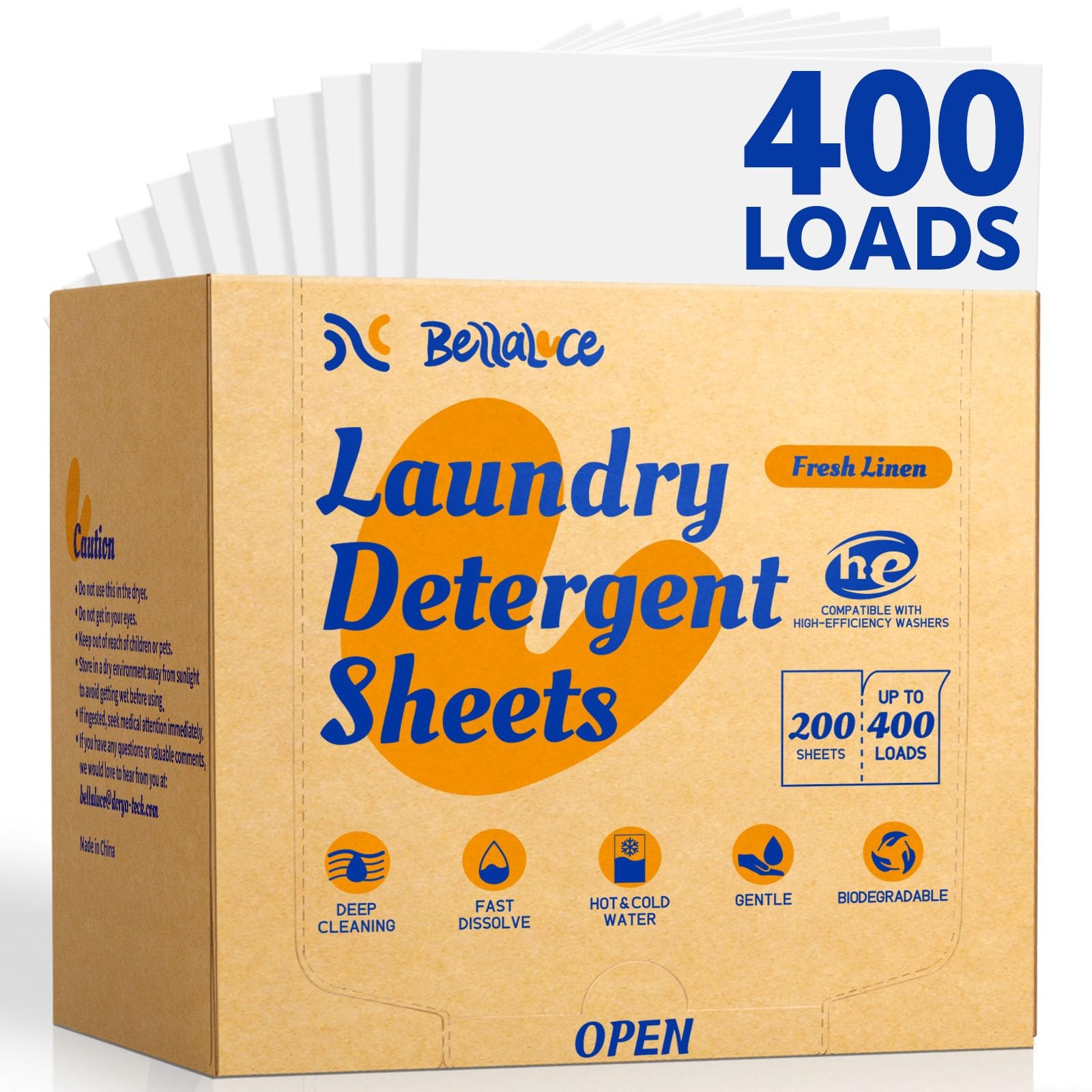 Laundry Detergent Sheets 400 Loads Eco Friendly Plastic Free BellaLuce Fresh