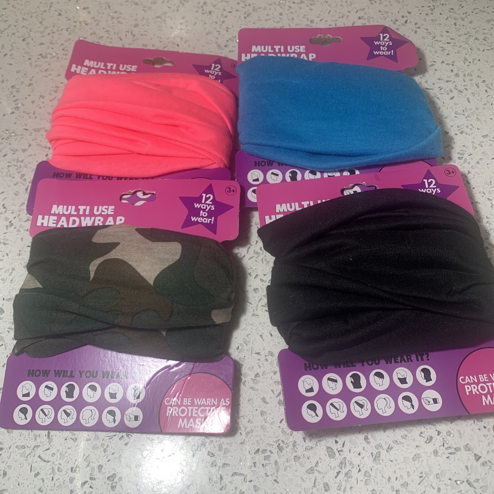 Lot 4 – HER Accessories Headwrap Protective Face Cover Mask- Assorted Colors #2