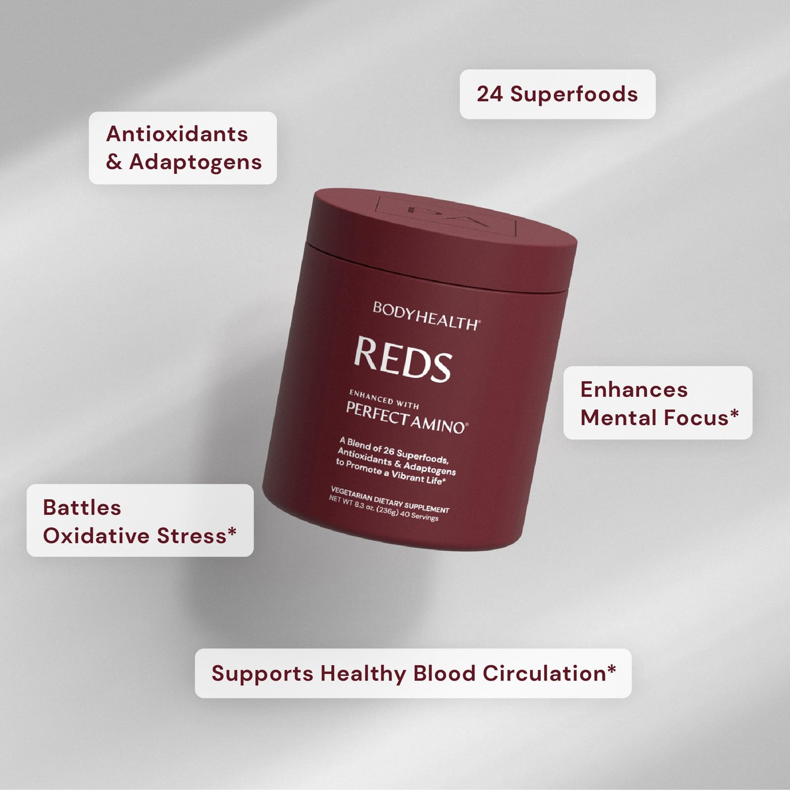 Superfood Smoothie Powder Reds PerfectAmino Antioxidants 40 Servings BodyHealth
