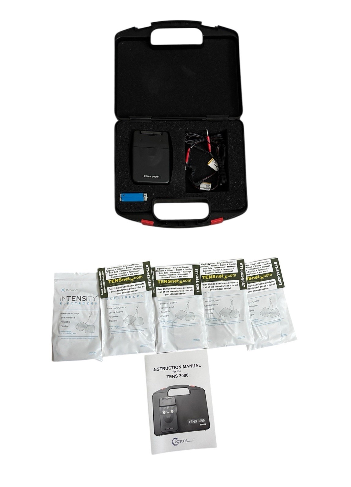 Tens 3000 Analog Unit (5) Electrode Pads & 9V Battery