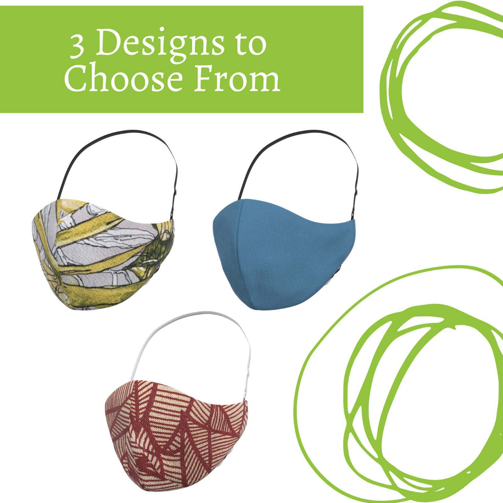 Multi-Layer Face Mask, Handmade, Adjustable, Organic Fabric + 3 Filters