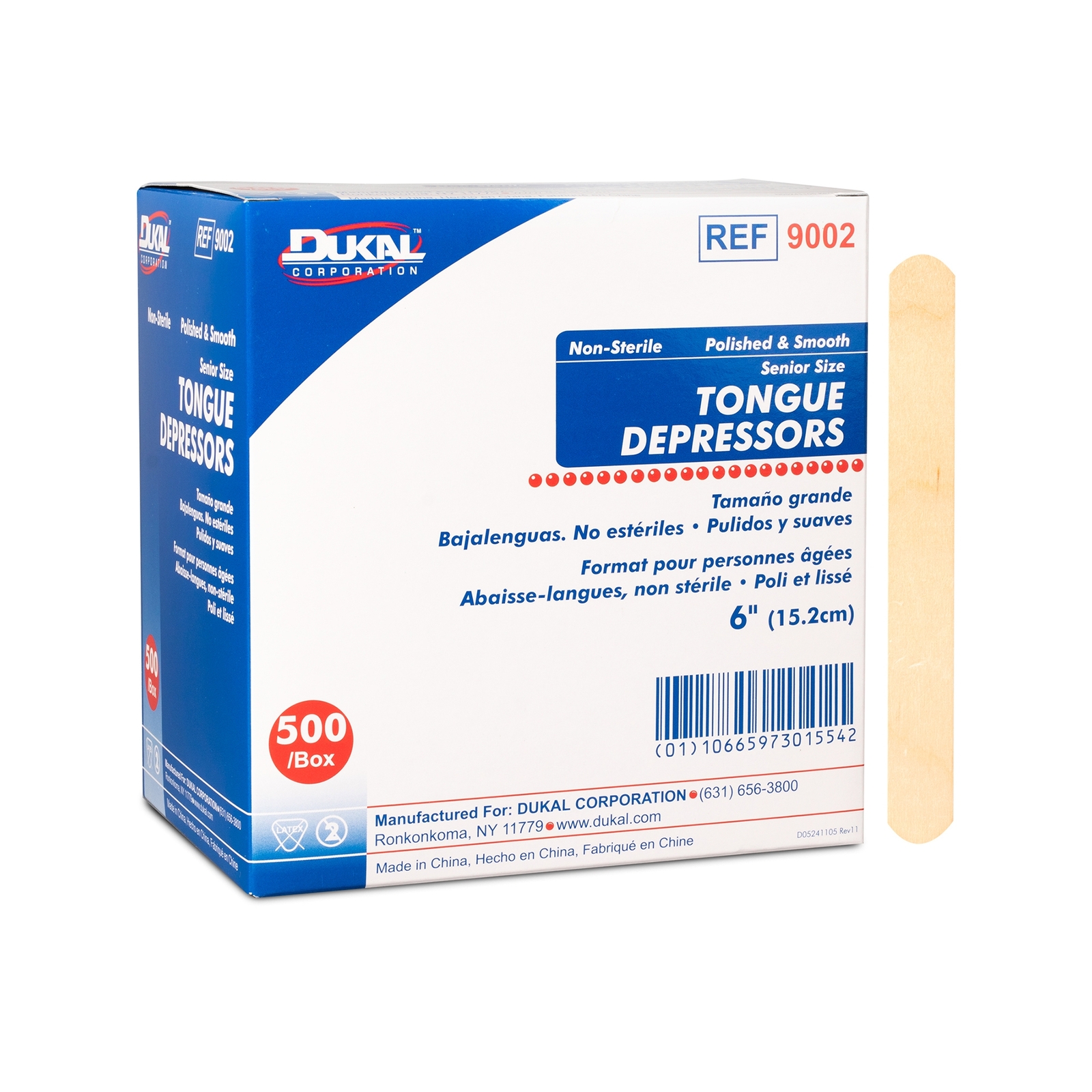 Dukal 6 Inch Length Tongue Depressor Unflavored NonSterile 1 Box 500/Box