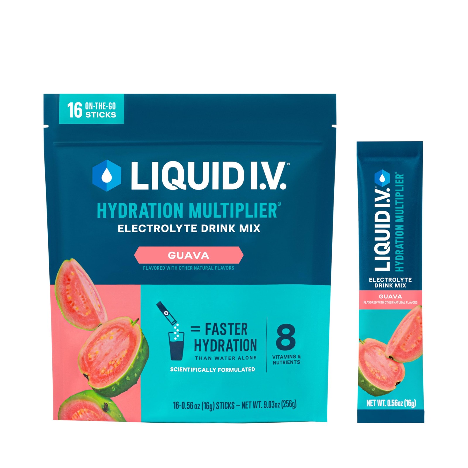 Electrolyte Powder Drink Mix Liquid I.V. Hydration Multiplier Guava 16 Servings