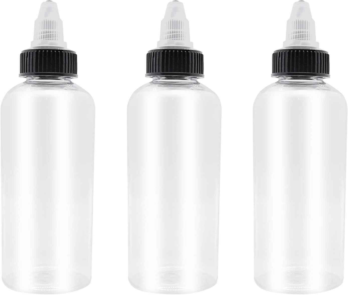 3 Pcs Dispensing Bottles, 8Oz Plastic Boston Squeeze Bottles with Twist Top Cap