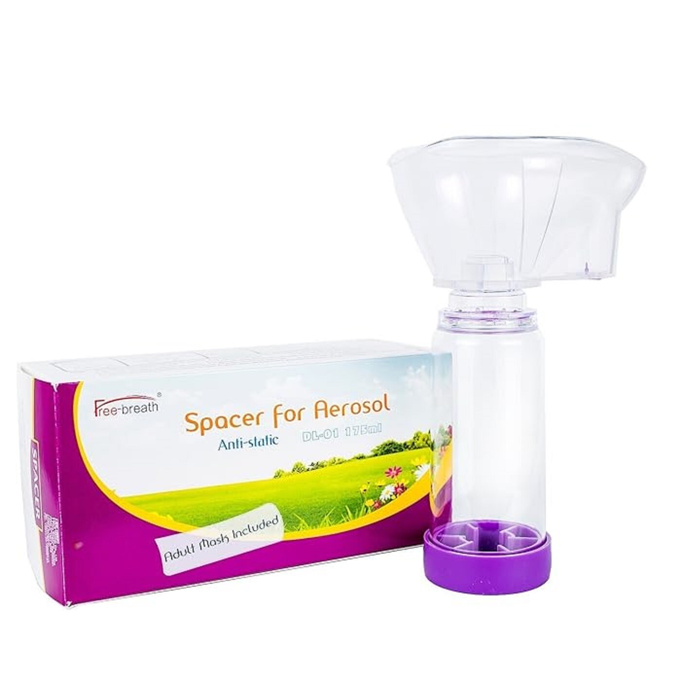Portable Handheld Spacer for Low Resistance Inhalation [Adult Size Mask]