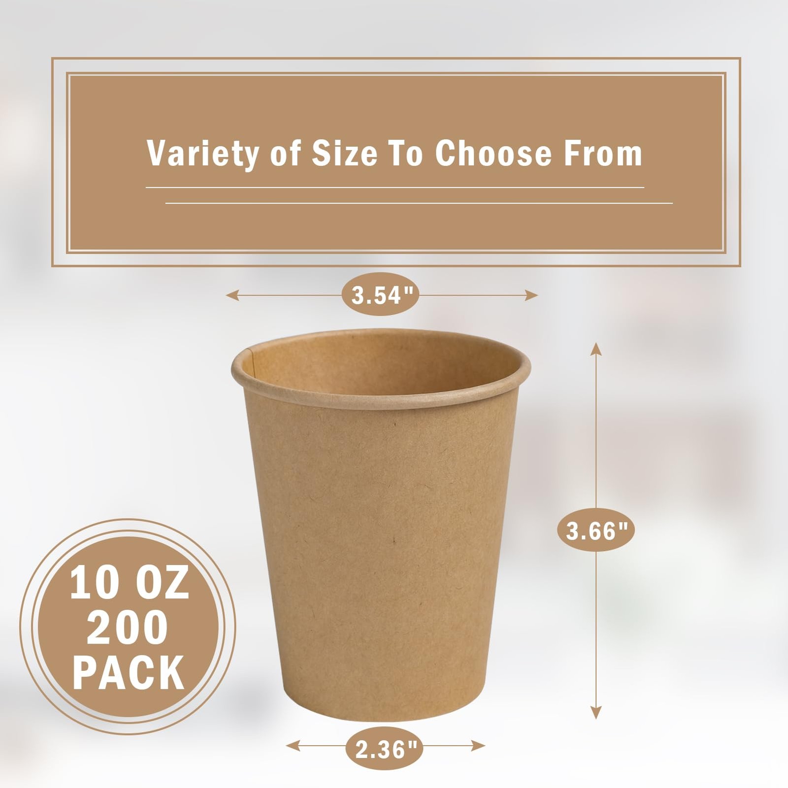 Disposable Paper Cups 10 oz Kraft Brown 200 Pack Coffee Lamosi maker brewer