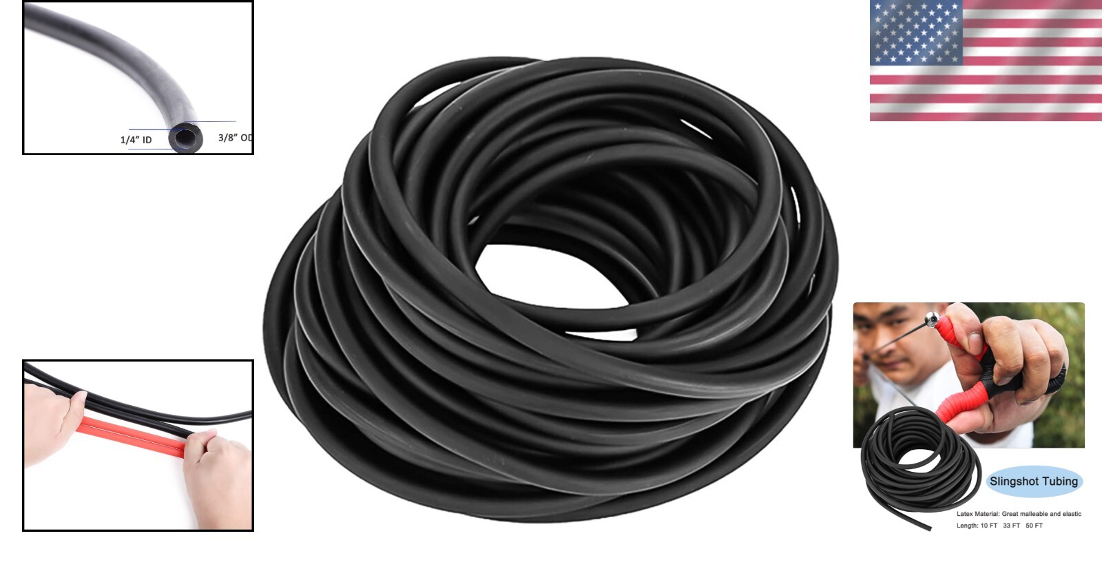 Custom Length Black Latex Tubing for Speargun, Surgical & Fitness Applications