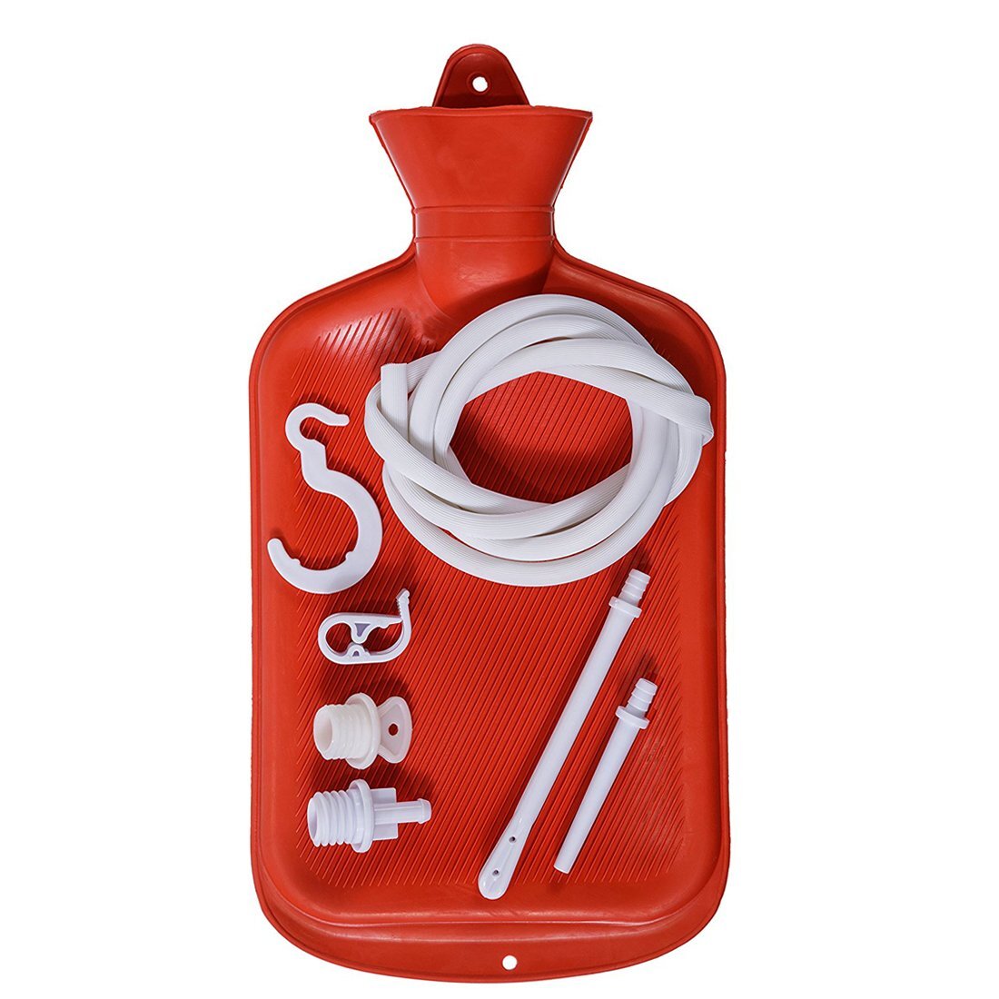 Home Enema Douche Kit Hot Water Bottle Bag 2 Quart Capacity Reusable Red New