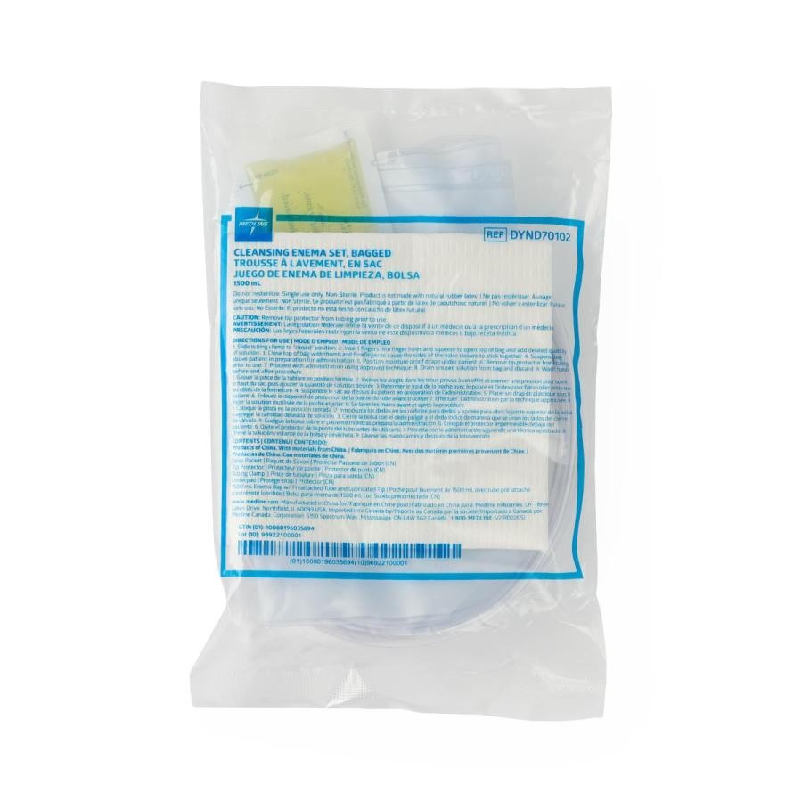 Medline Enema Bag Sets With Slide Clamp 1500 mL free Disposable 48 Ct, DYND70102