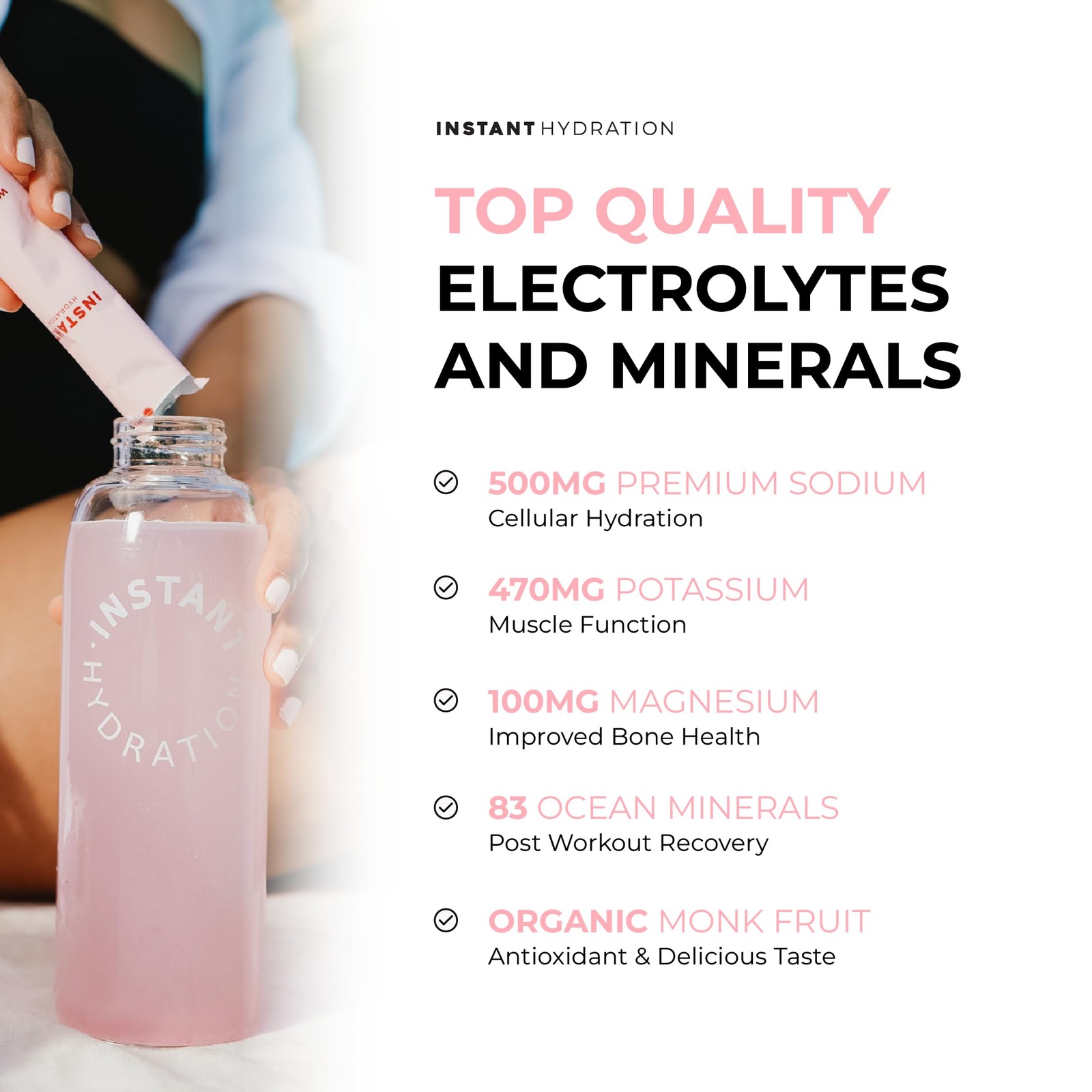 Electrolyte Powder Packets Watermelon Zero Sugar Keto Vegan 30 Sticks Instant
