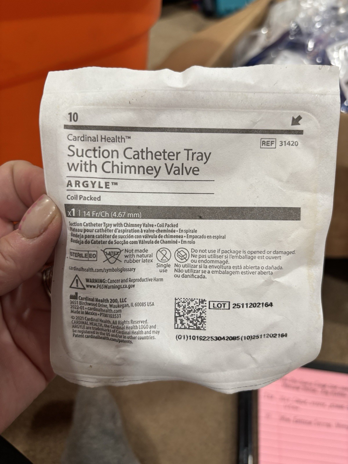 Cardinal Argyle Suction Catheter Tray with Chimney Valve #31420