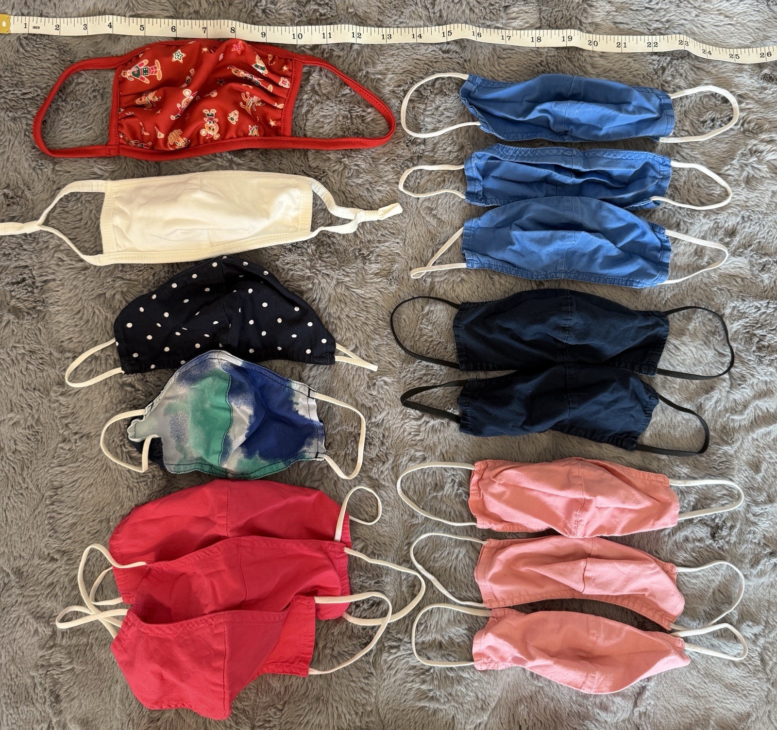 Reusable Cloth Face Masks Lot w/ Ear Loops, Assorted Mixed Colors & Patterns