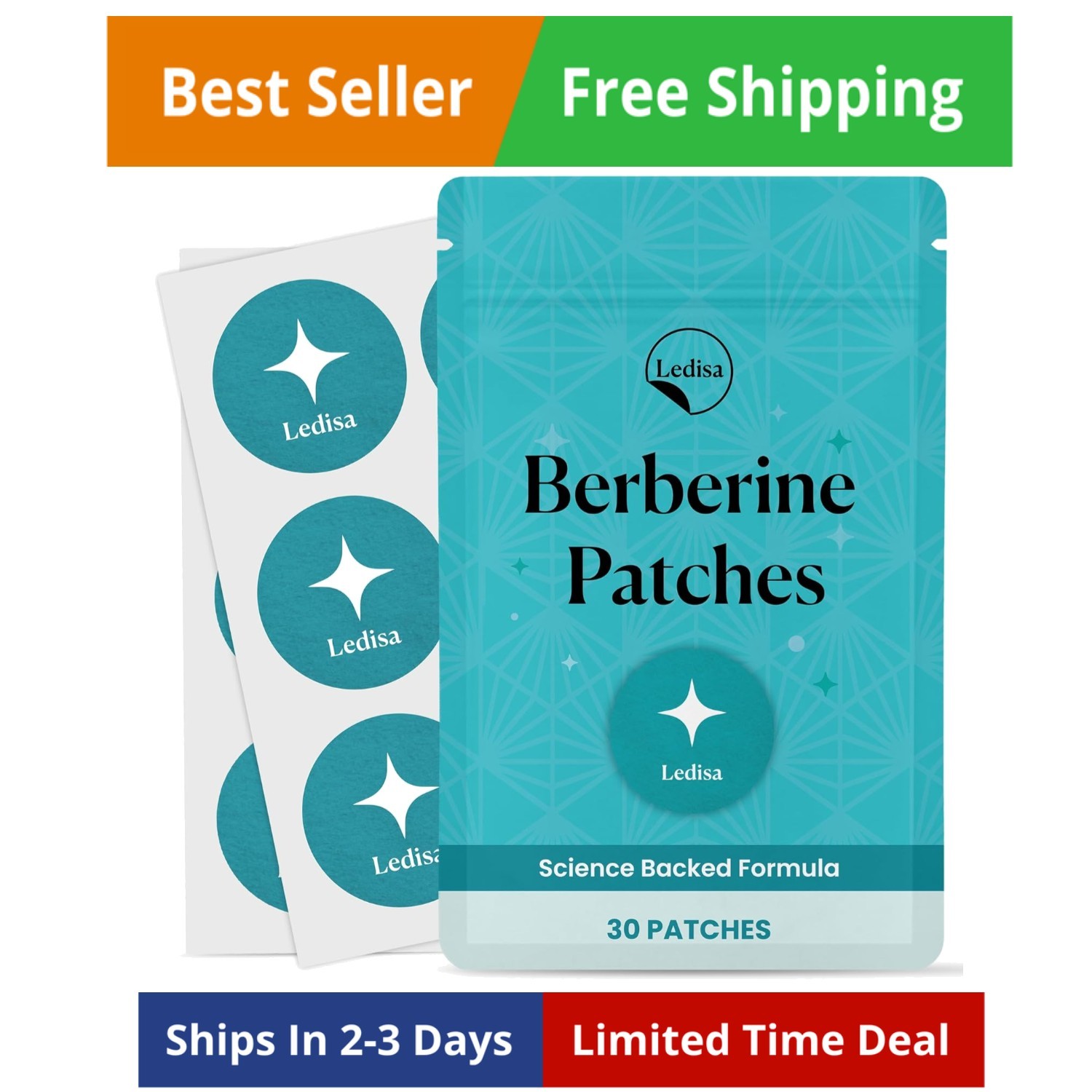 Berberine Patches 30 Days Supply Led Ledisa L-Glutamine Garcinia Cambogia Women