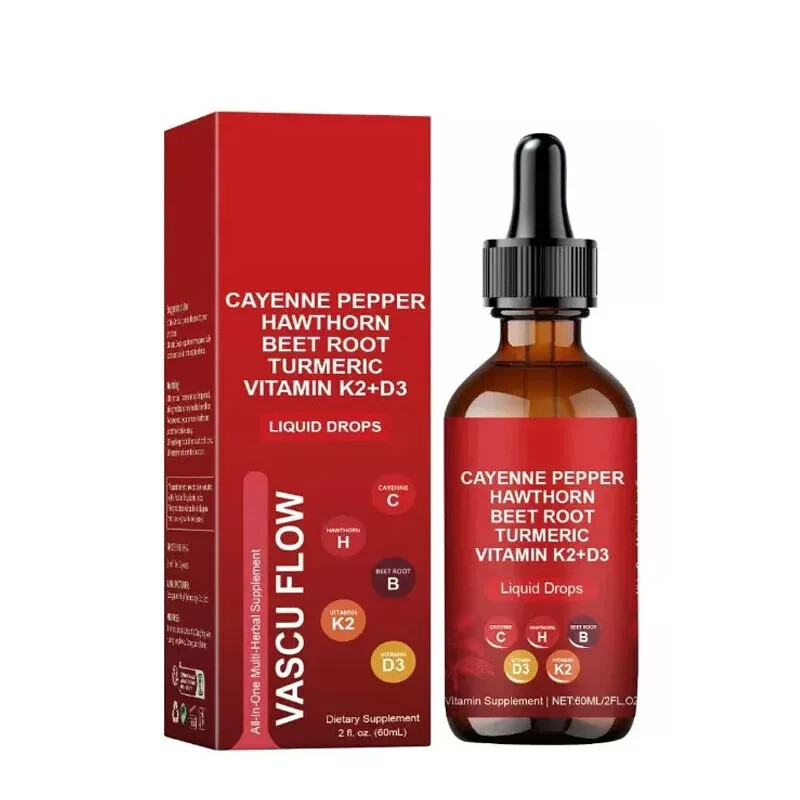 Cayenne Pepper Hawthorn Beet Root Turmeric Vitamin K2+D3 Liquid Drops 60ML