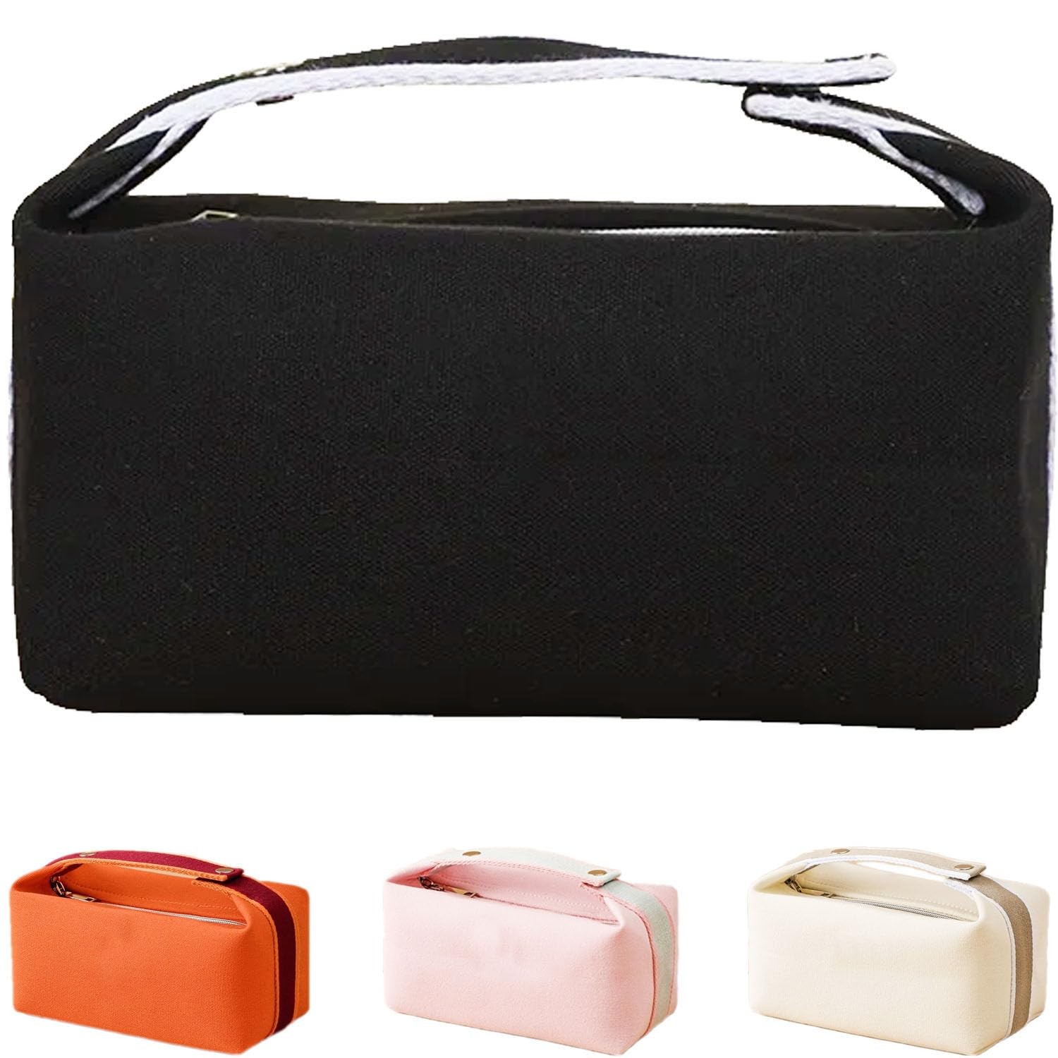 Fammart Travel Makeup Bag, Waterproof Canvas Cosmetic Bag Make Up Organizer Case