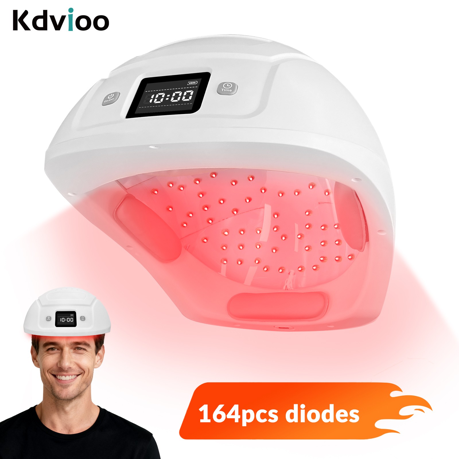 Laser Hair Growth Helmet 164 Diodes 650nm Red Light Cap for Pattern Baldness New