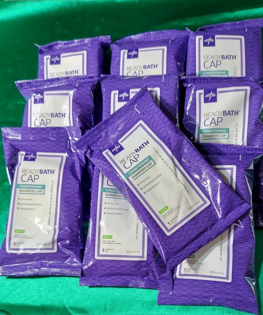 Lot Of 10 Medline ReadyBath Cap Conditioning Shampoo Cap Scented Single Use
