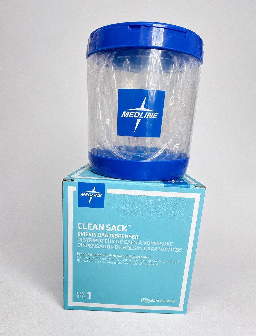 Medline Clean Sack Emesis Bag Dispenser Blue/Clear Latex-Free NONEMBGDISP