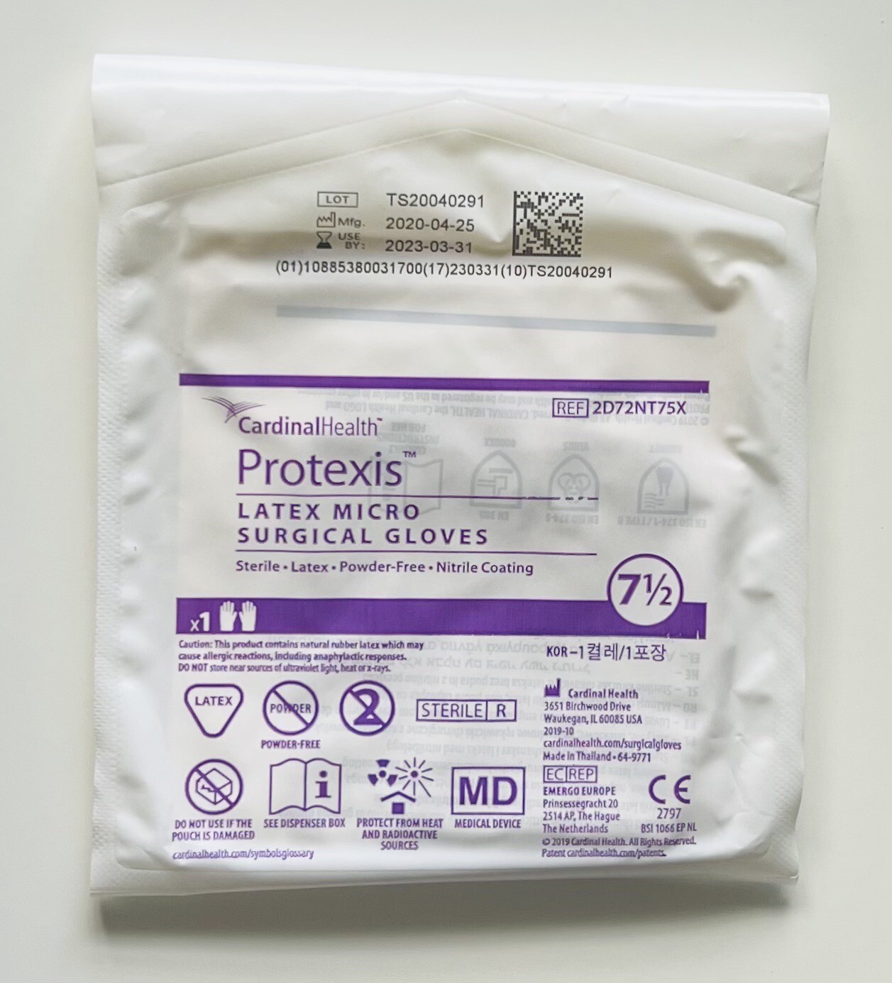 10 Pairs Protexis latex Micro Powder-Free Gloves Size 7 1/2