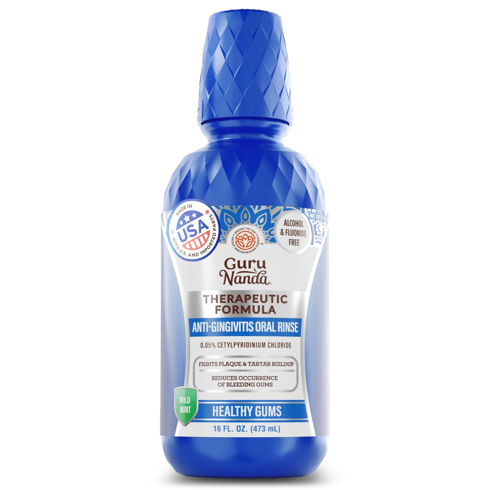Mouthwash Healthy Gums Antigingivitis Oral Rinse Wild Mint 16 Fl Oz GuruNanda