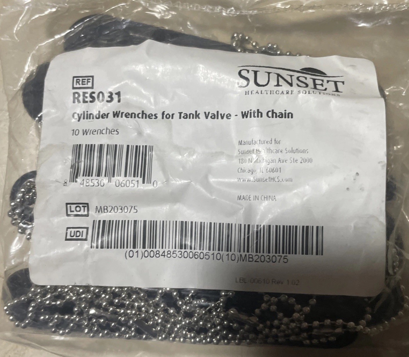 Hardened Medical Oxygen Cylinder Wrench Black Set Of 9