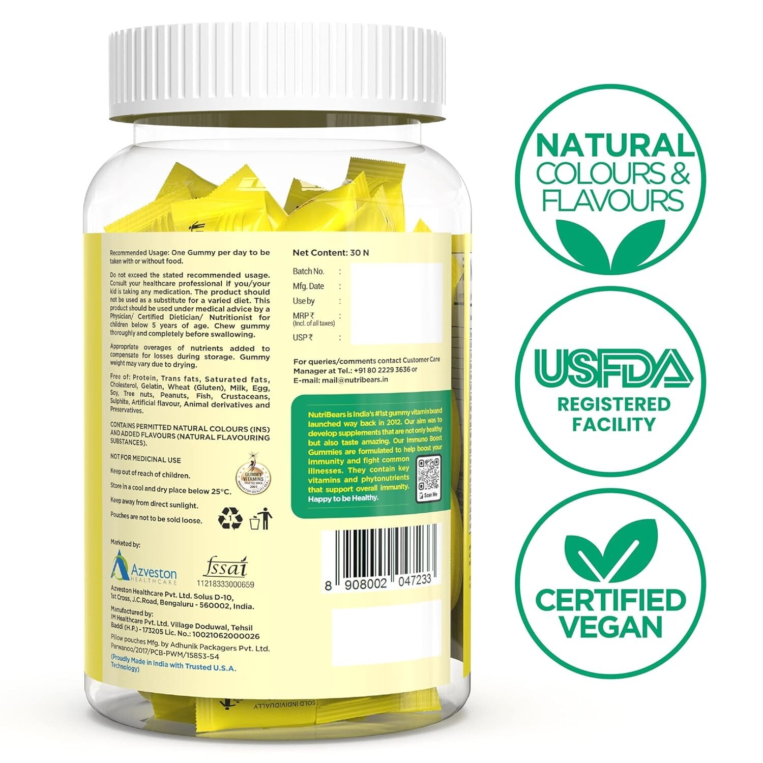 NutriBears Immuno Boost Immunity Gummies for Kids and Adults, (30 Gummy Chews)