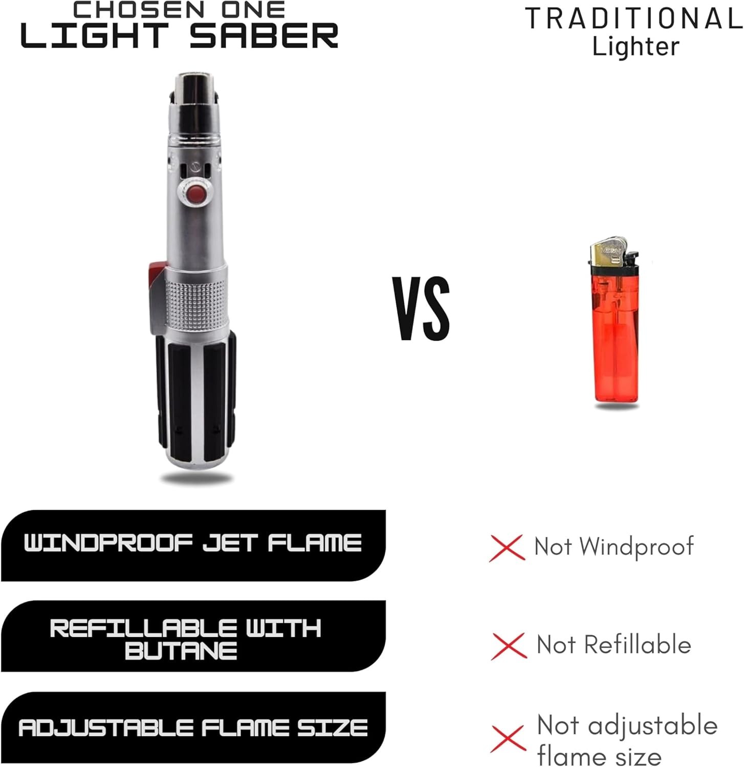 Lightsaber Lighter Refillable Butane Jet Torch Windproof Adjustable The Chosen