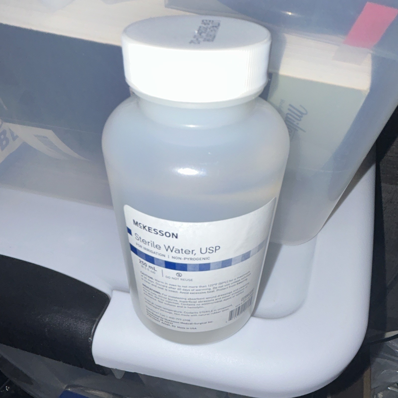 McKesson Sterile Water USP 250 mL Sterile Bottle Clear 24-41878
