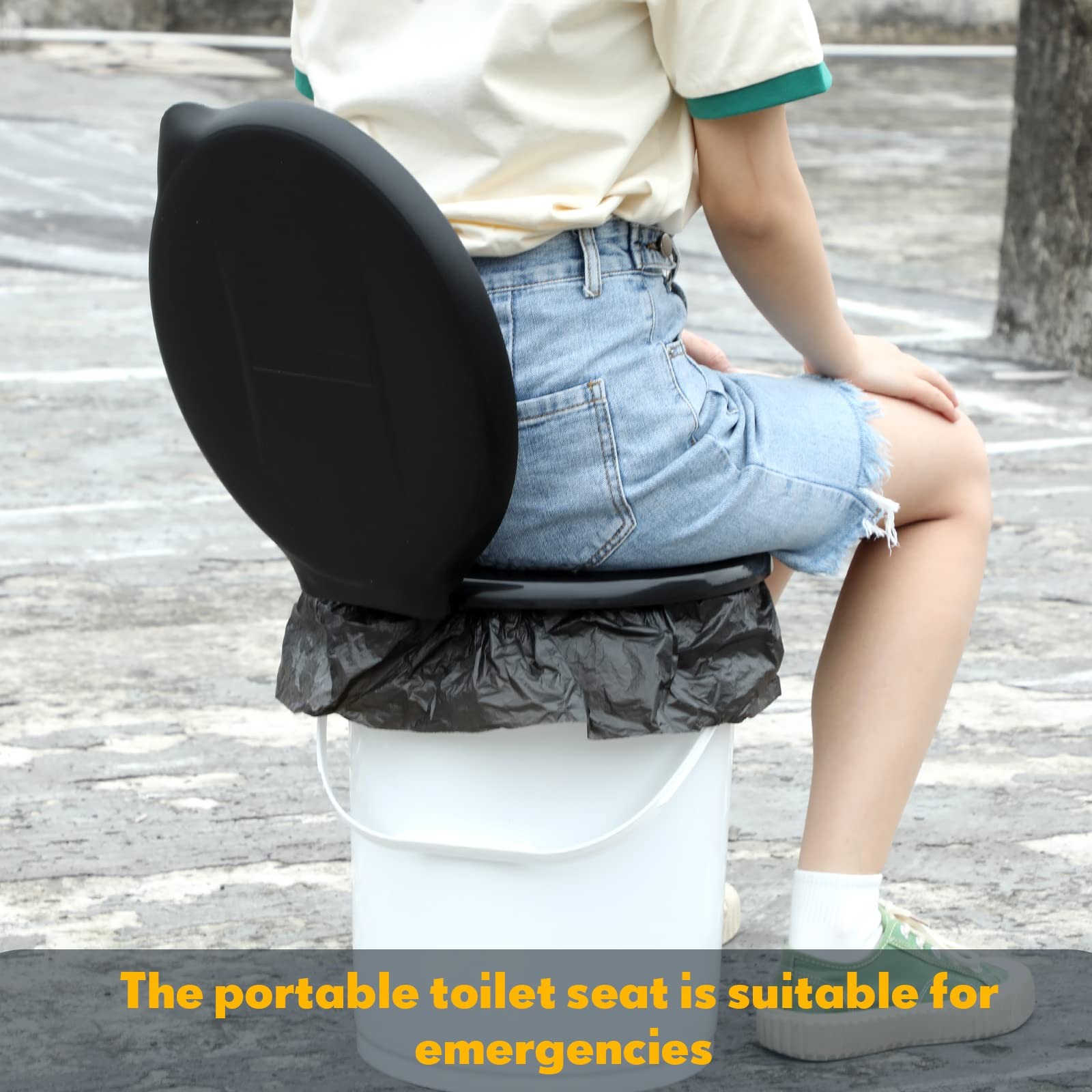 Glenmal 5 Gallon Bucket Toilet Seat bout 14.57 x 13.19 x 1.06 inches, Black