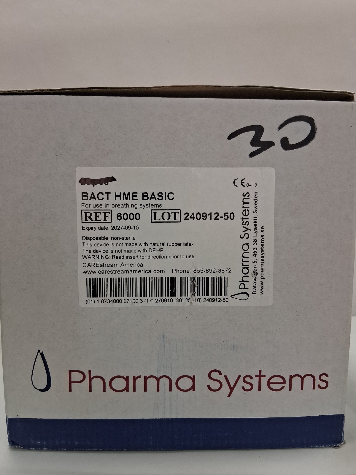 BACT HME BASIC 30 Count Heat Moisture Exchanger Bacterial Viral Filter Box