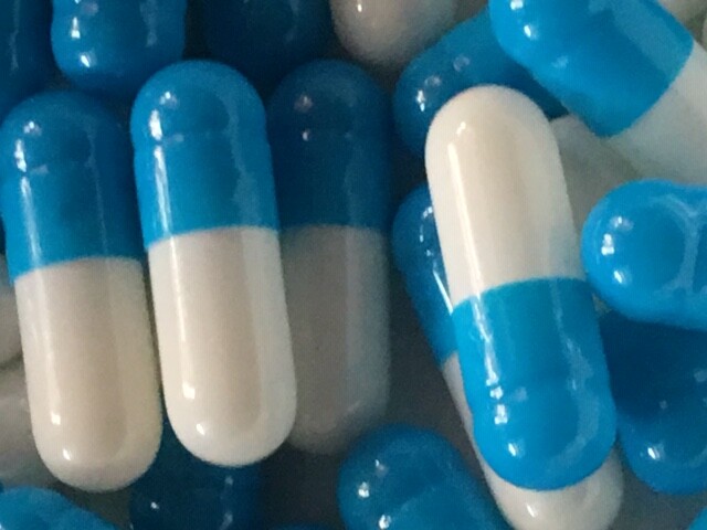 Aqua Blue and White Size 3 Empty Gelatin Capsules also known as Gelcaps