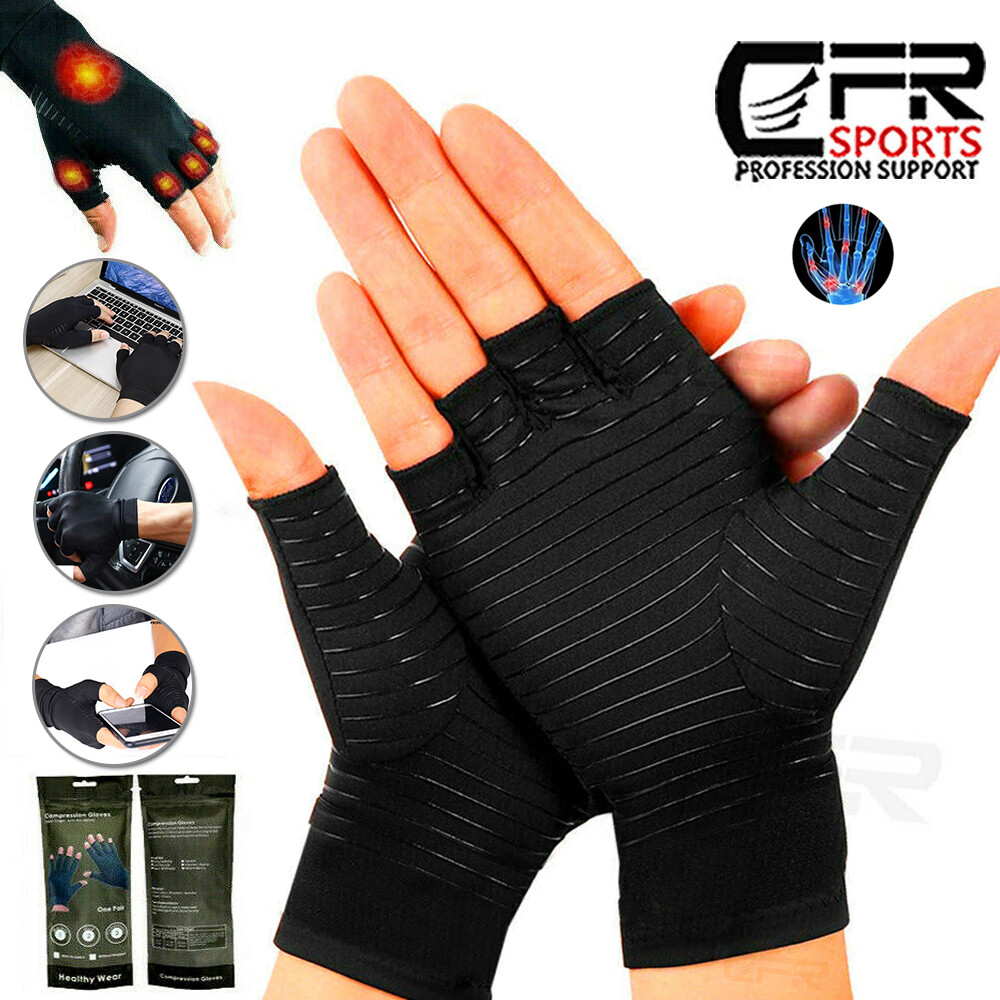 Copper Compression Arthritis Gloves Gym Carpal Tunnel Joint Pain Circulation CFR