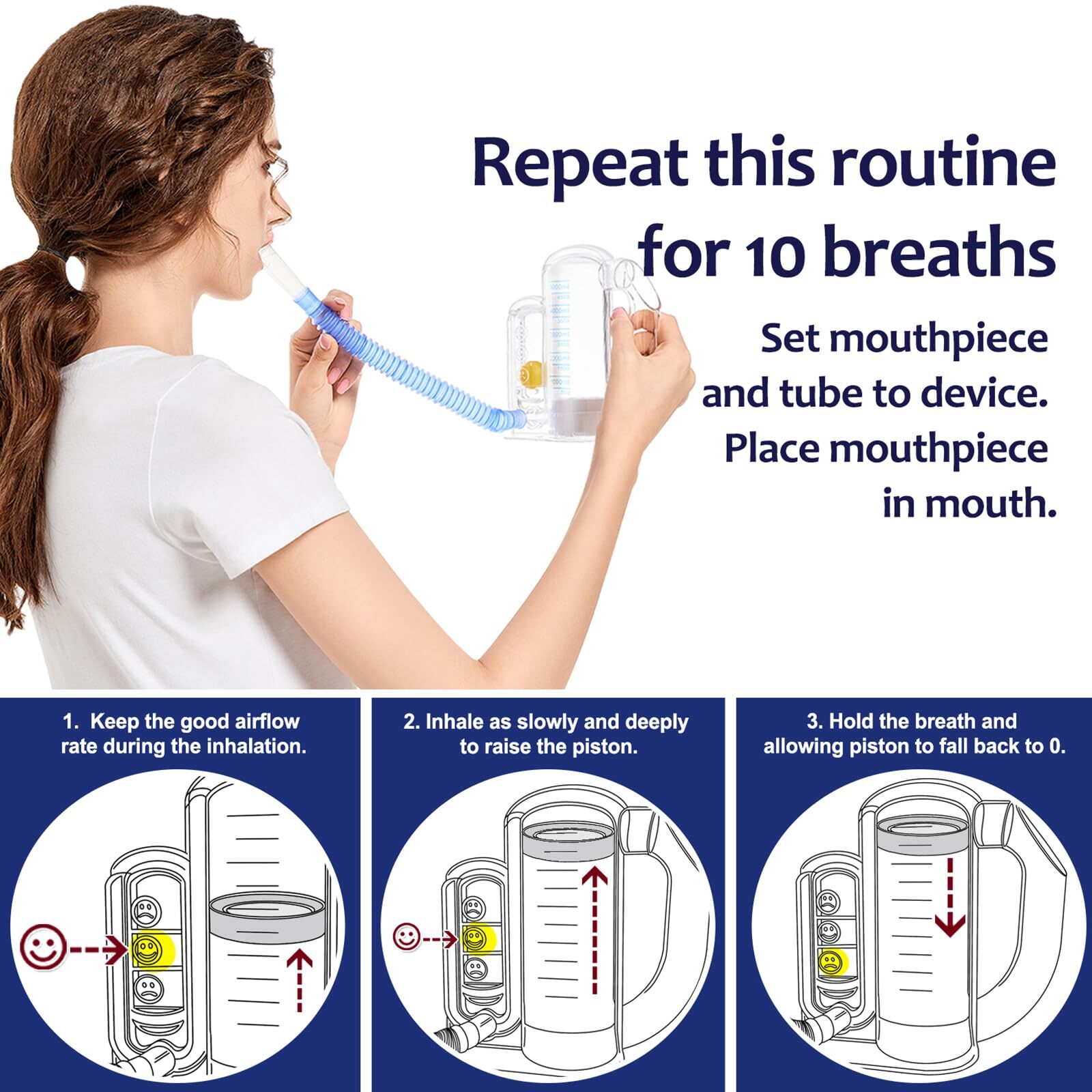 5000ml Lung Capacity Monitor with Flow Rate Indicator for Breathing Exercises
