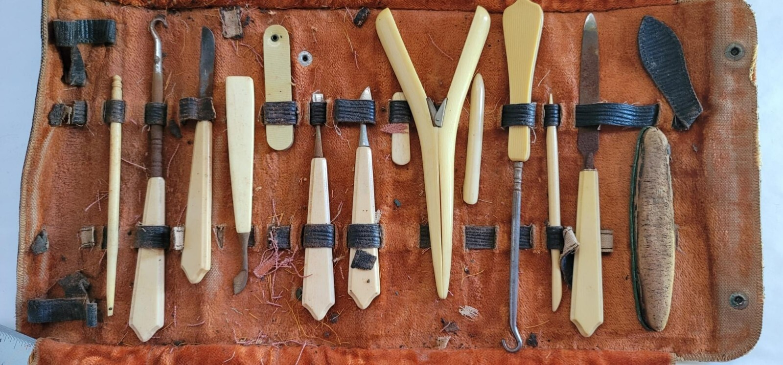 Vintage Toiletry Roll with Several Unique Items