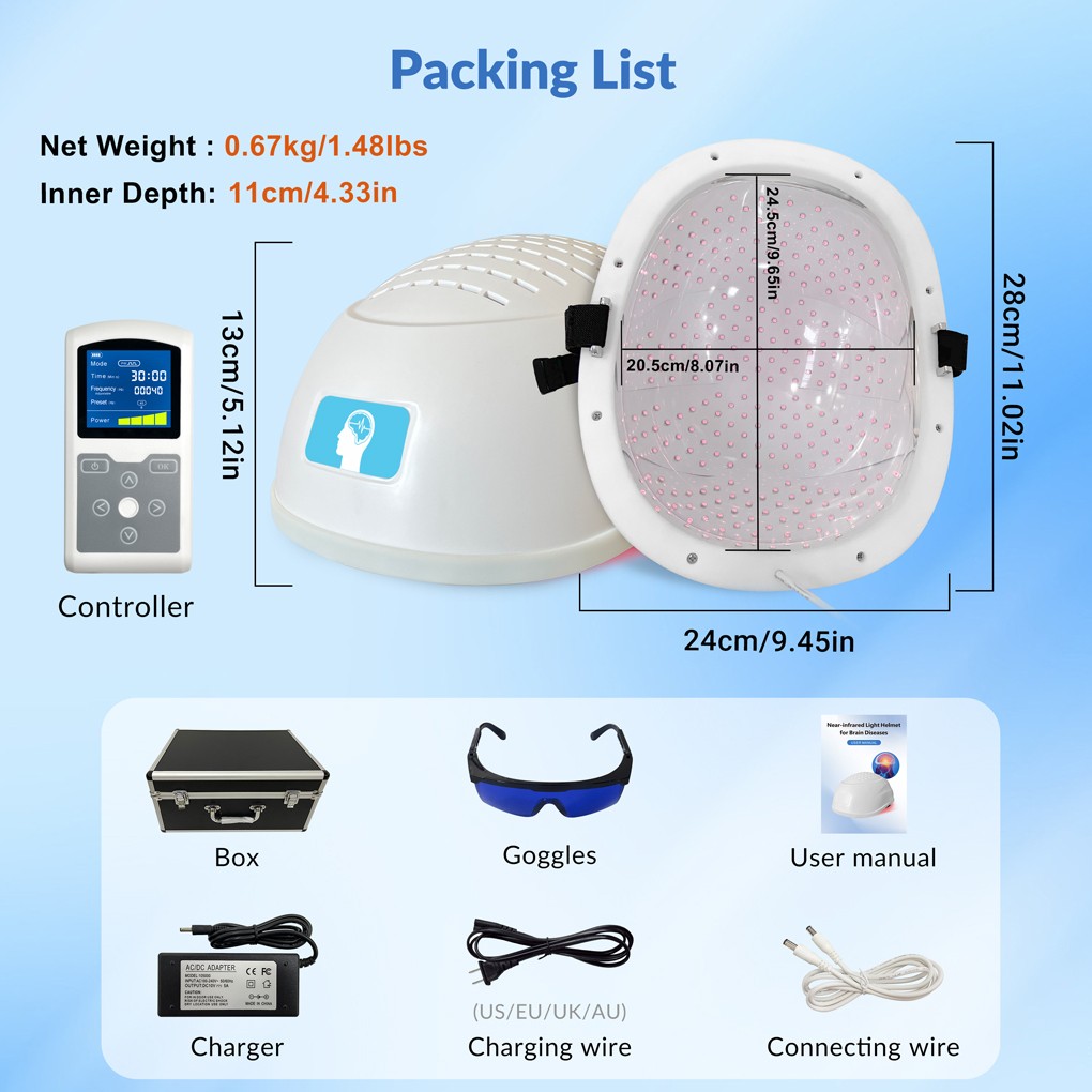 810nm NIR Photobiomodulation Brain Helmet for Depression Anxiety Insomnia Stroke
