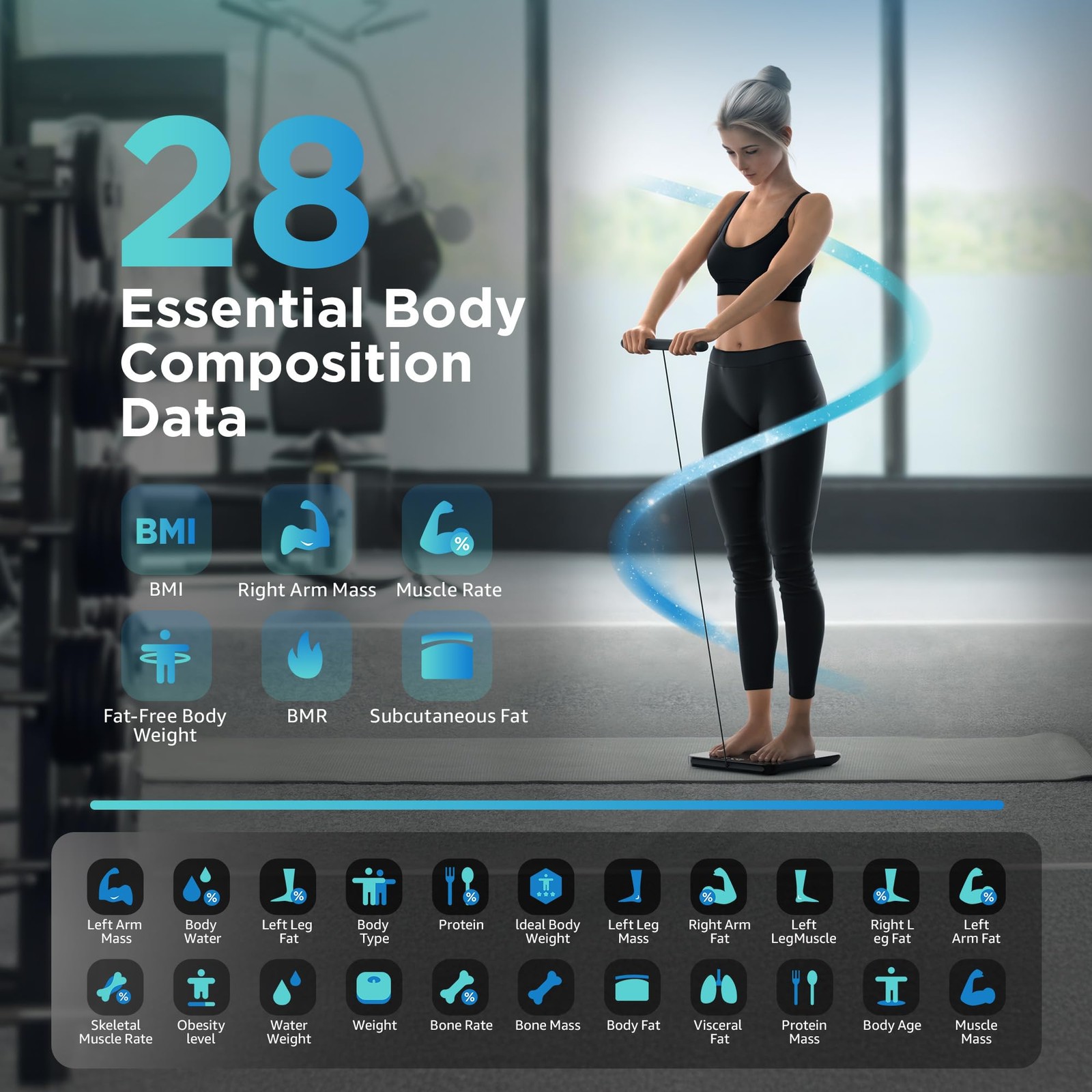 Smart Body Fat Scale Bluetooth 8 Electrode BMI Digital Bathroom Posture Weight