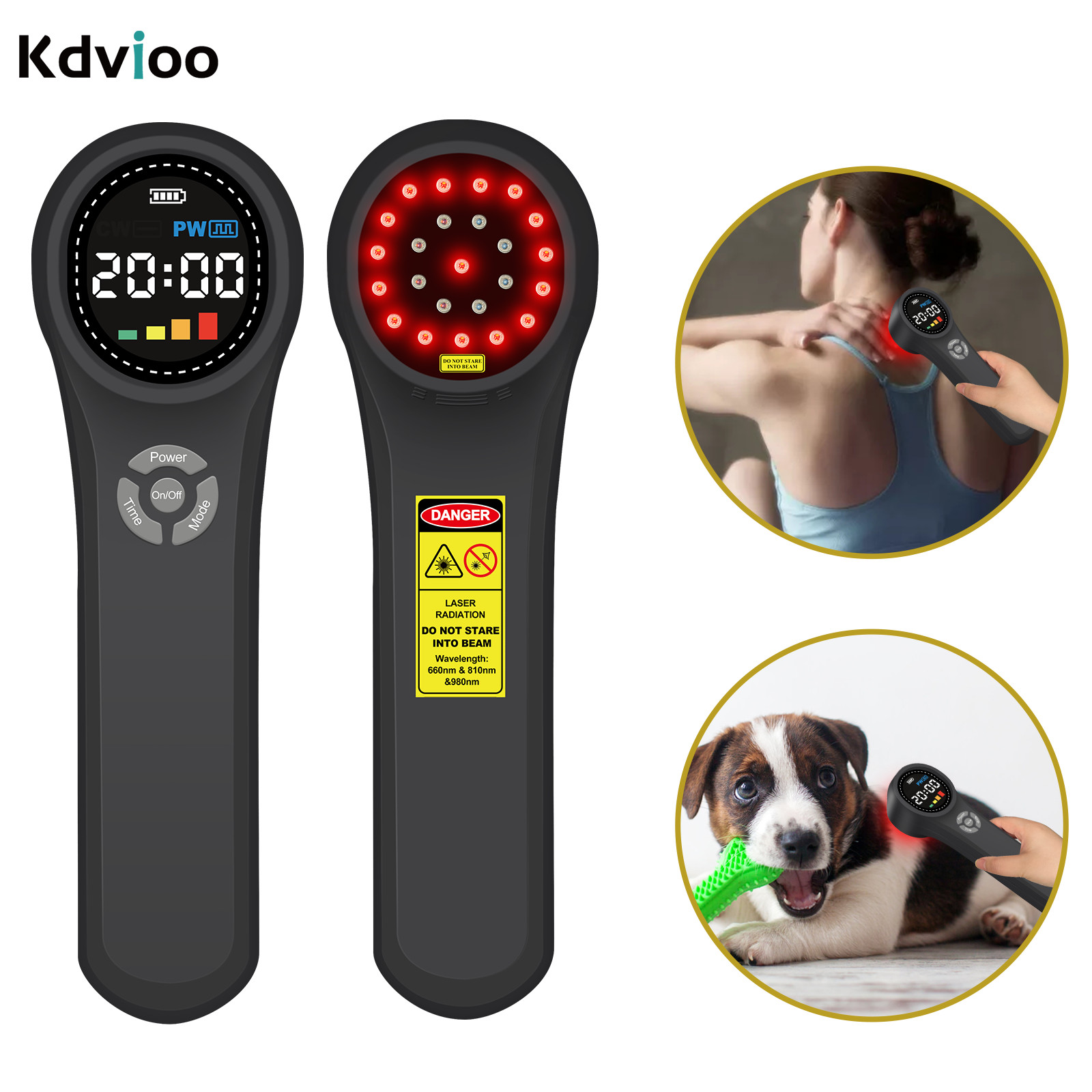 Handheld Cold Laser Therapy 1760mW Class 4 Red Infrared Light for Pain Relief