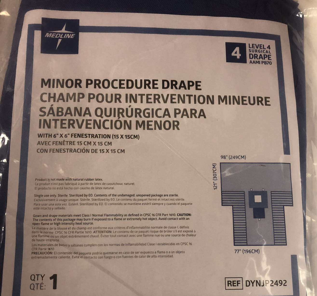 ONE PK MINOR PROCEDURE DRAPE Level 4 SIZE 121″X77″ (2492)