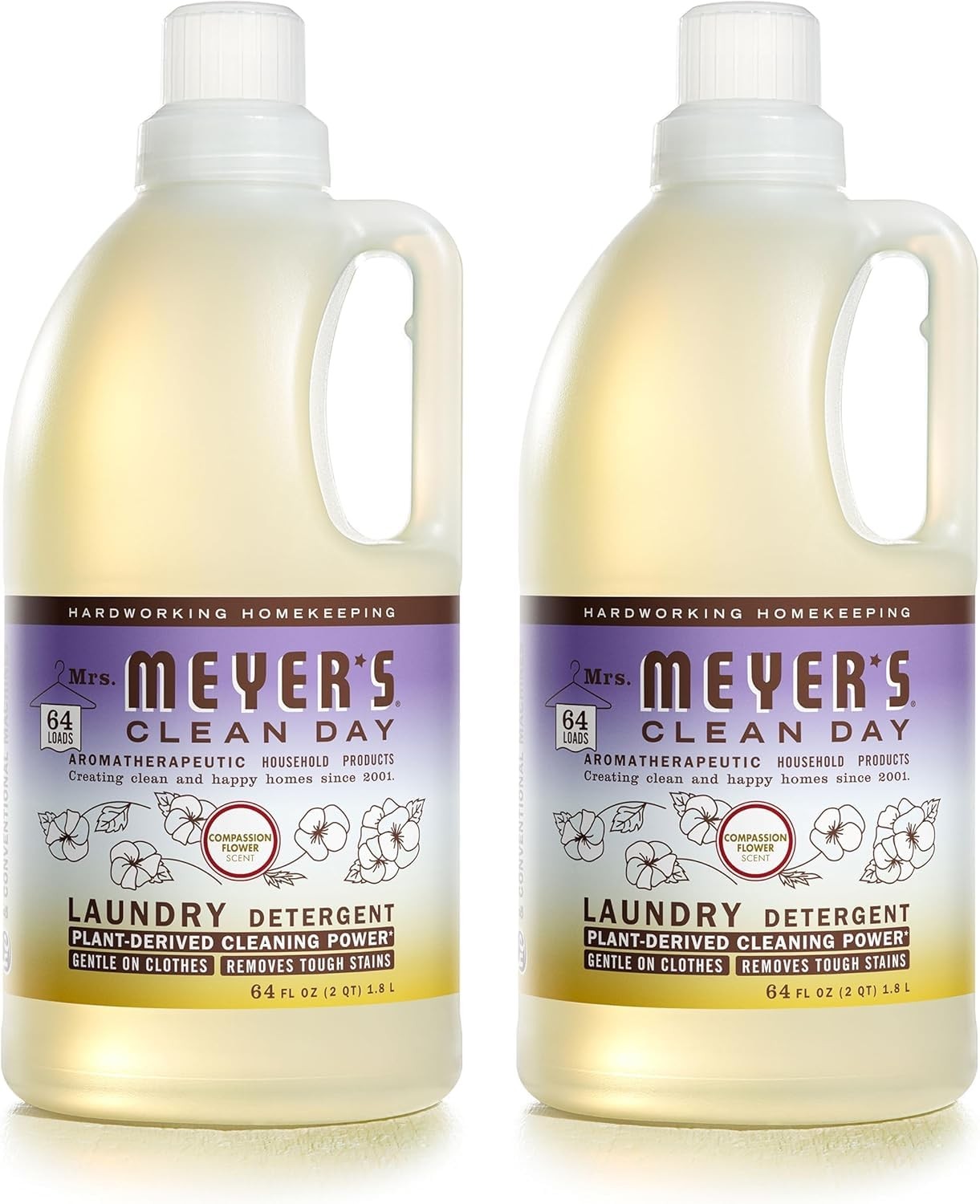 Liquid Laundry Detergent 64 Fl Oz Pack of 2 Compassion Flower Mrs Meyer MEYERS