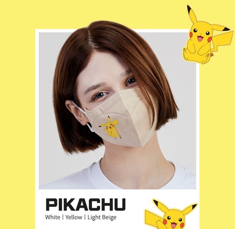Pikachu Pokemon Mask 30p (3 Colors) + 1p Random Small Size(4.21×4.9″) Child Kid