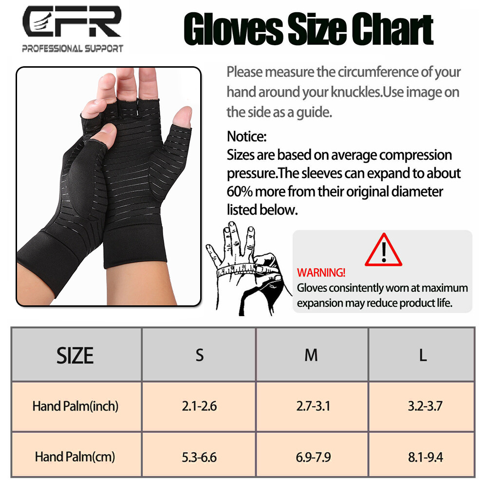 Copper Compression Gloves Arthritis Gym Carpal Tunnel Hand Wrist Braces Support