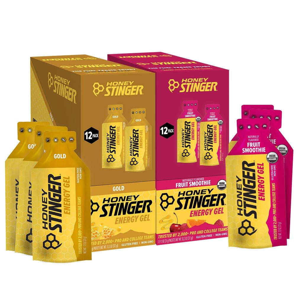 Honey Stinger Energy Gel Variety Pack of 24 Gold Organic Fruit Smoothie Packs