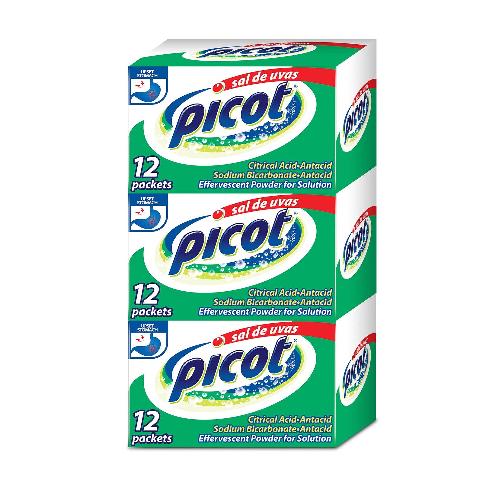Sal de Uvas Picot, Effervescentl, Powder 12 Count (Pack of 3), White