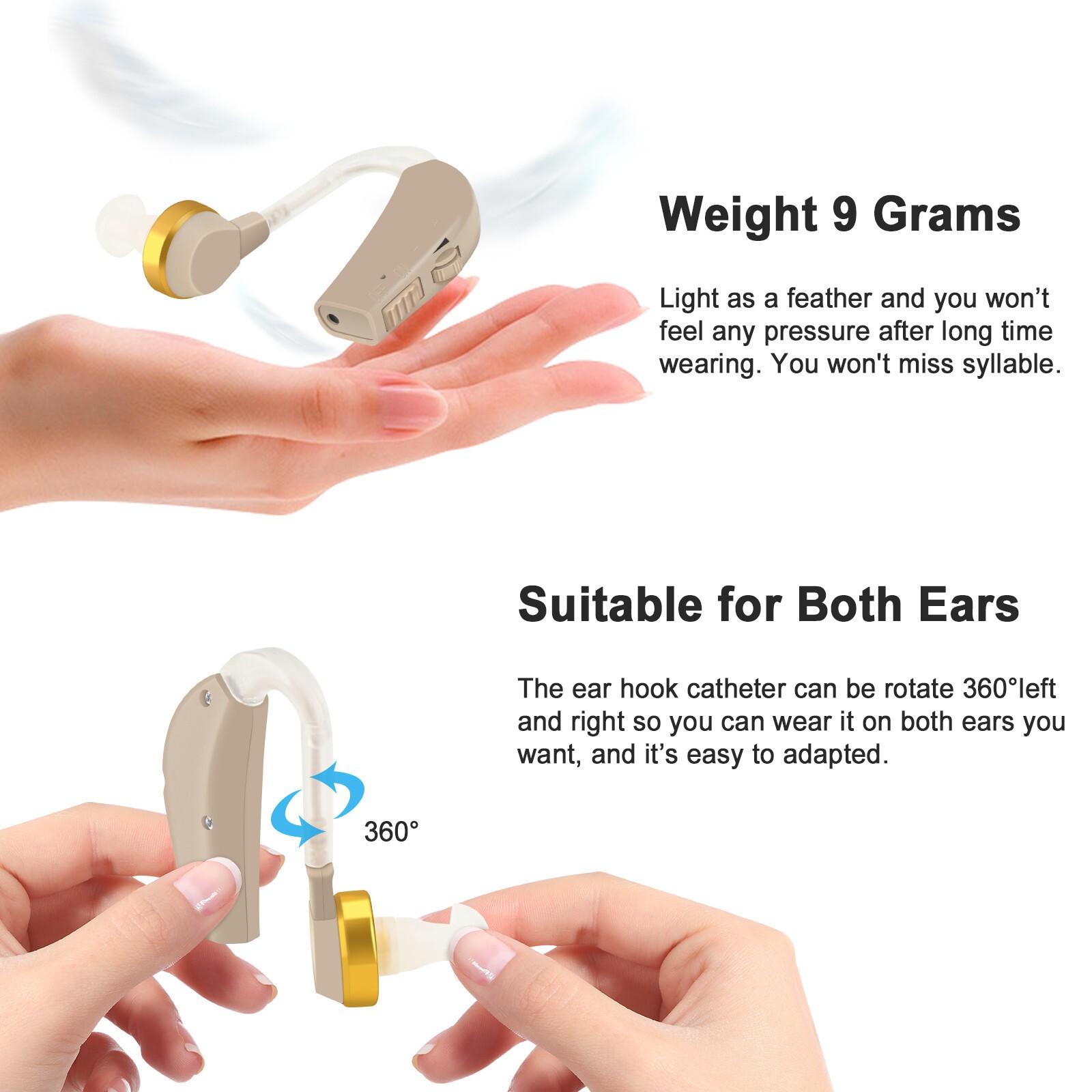 🎁2Pcs Rechargeable Digital Hearing Aids Behind the Ear Sound Voice Amplifier