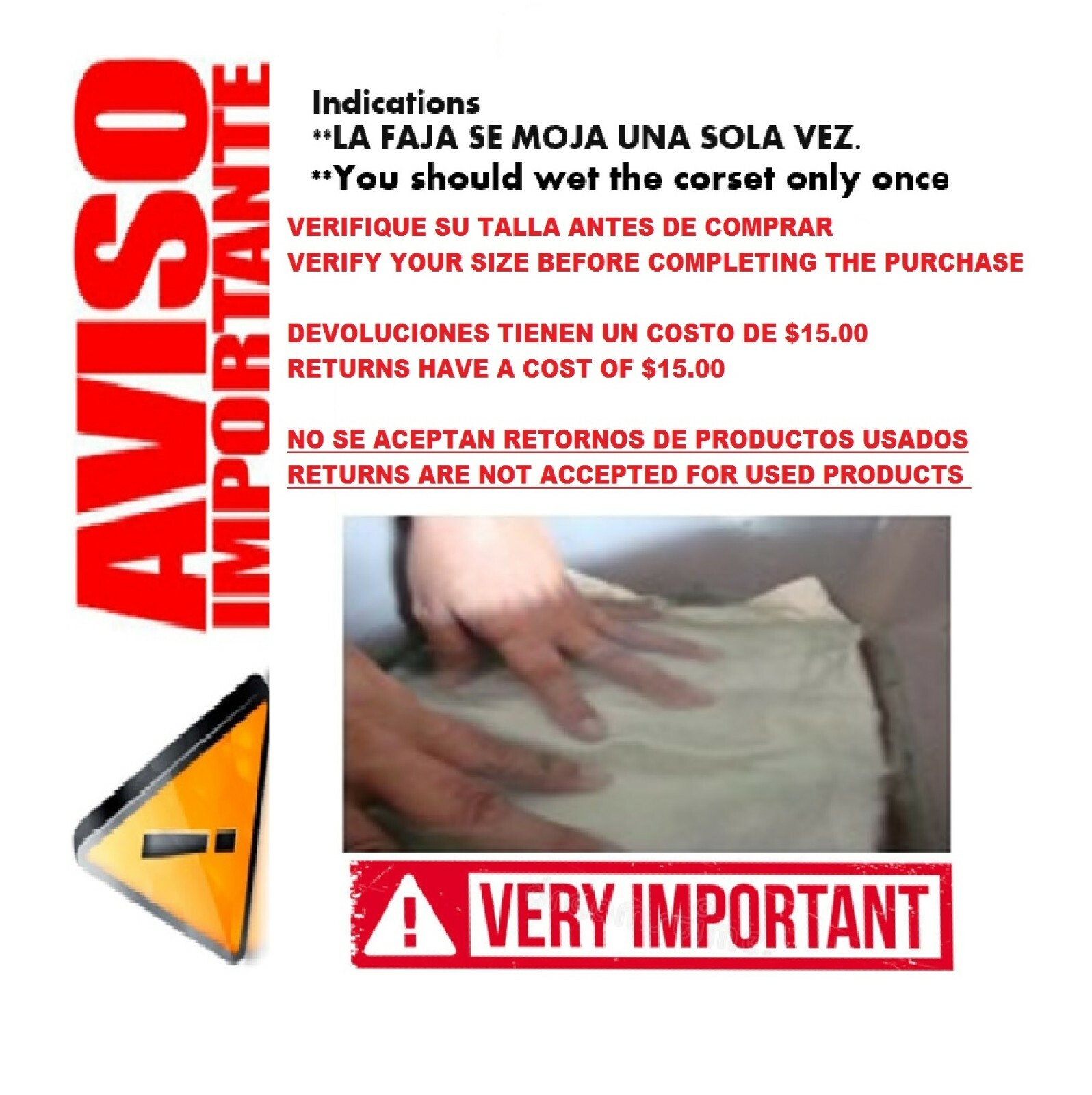 1 Faja de yeso Reductora Plaster Corset LARGE CINTURA 89CM a 100CM