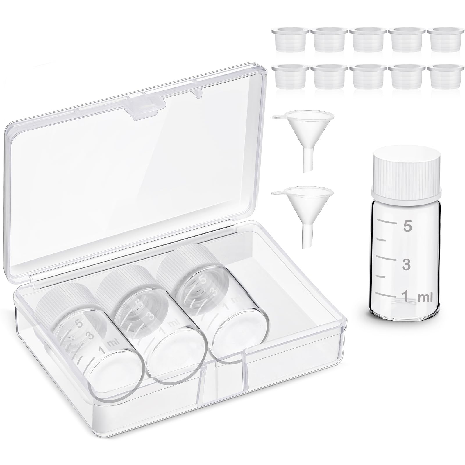 Baderke 4 Pcs Liquid Medicine Travel Container Scale Glass 5ml, Clear